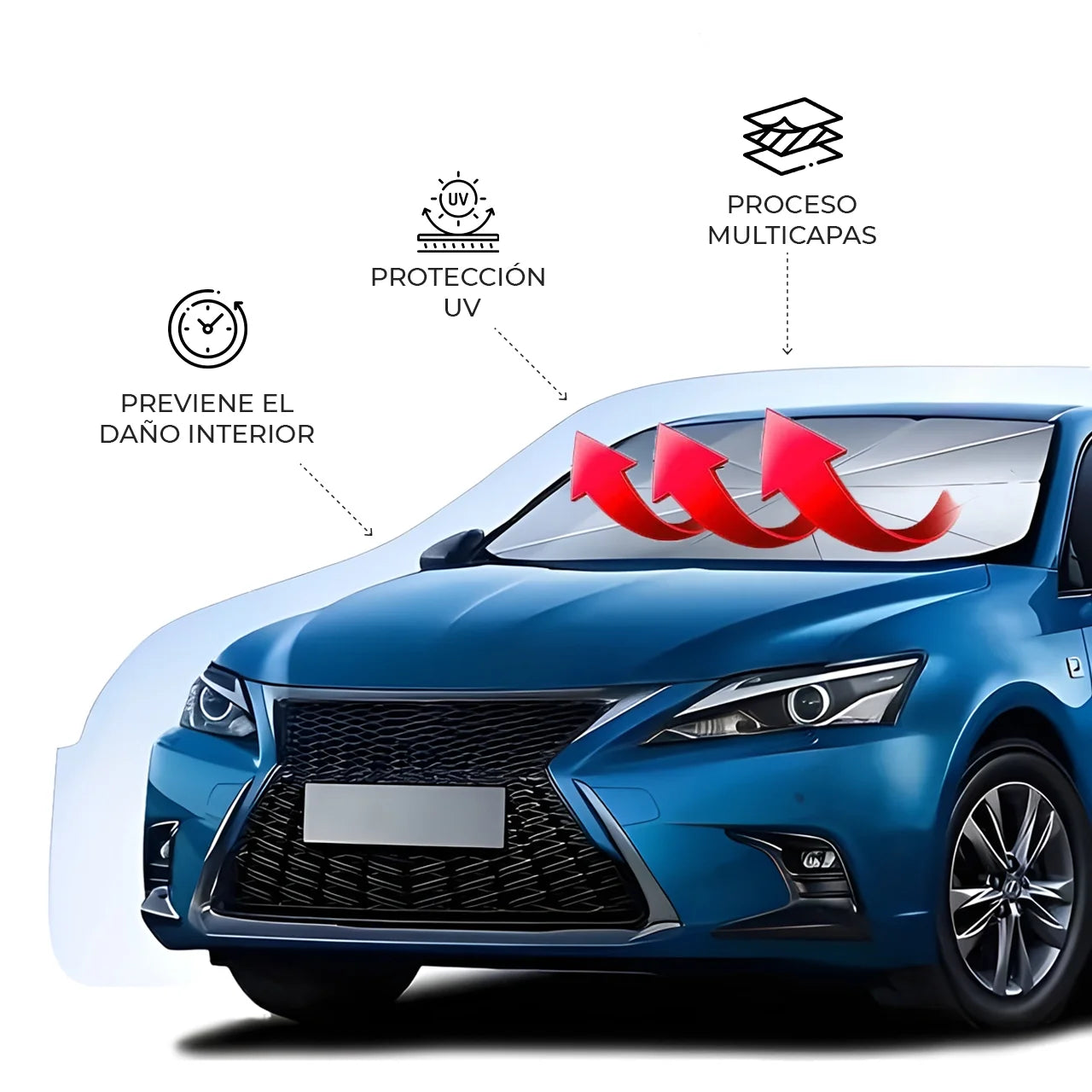 CarSunshade®-Protege tu auto de los rayos del sol+Funda de cuero gratis